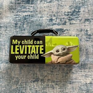 New! Star Wars My Child Can Levitate Your Child Baby Yoda Tin Pencil Box
